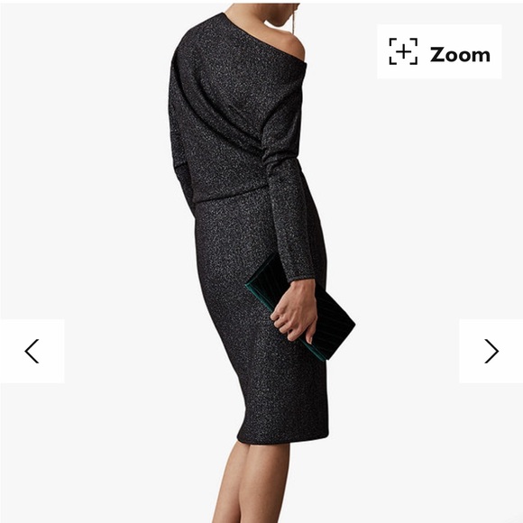 Reiss Rayna Glitter Embellished Draped Dress - Picture 5 of 12